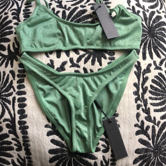 TRIANGL MACI - CHEEKY FAWN SPARKLE WITH BAG NWT 💚 - Picture 5 of 7
